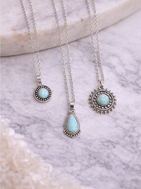 Turquoise Pendant Necklace Set